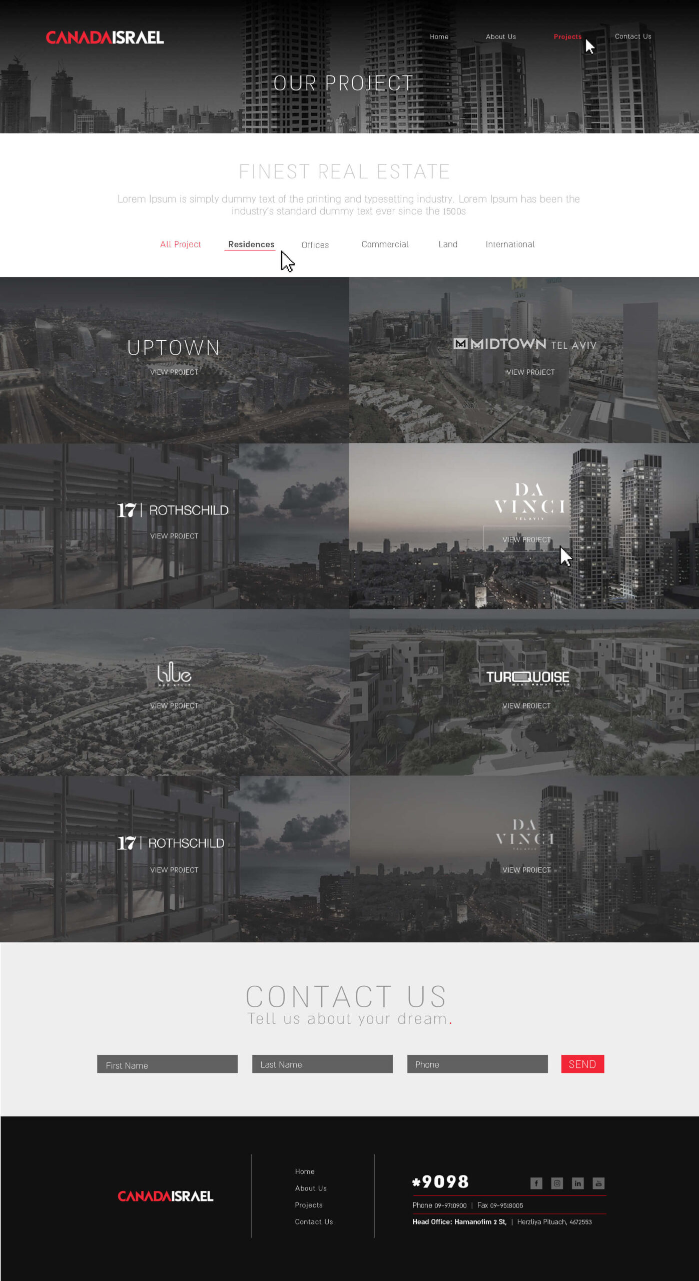 Projects page