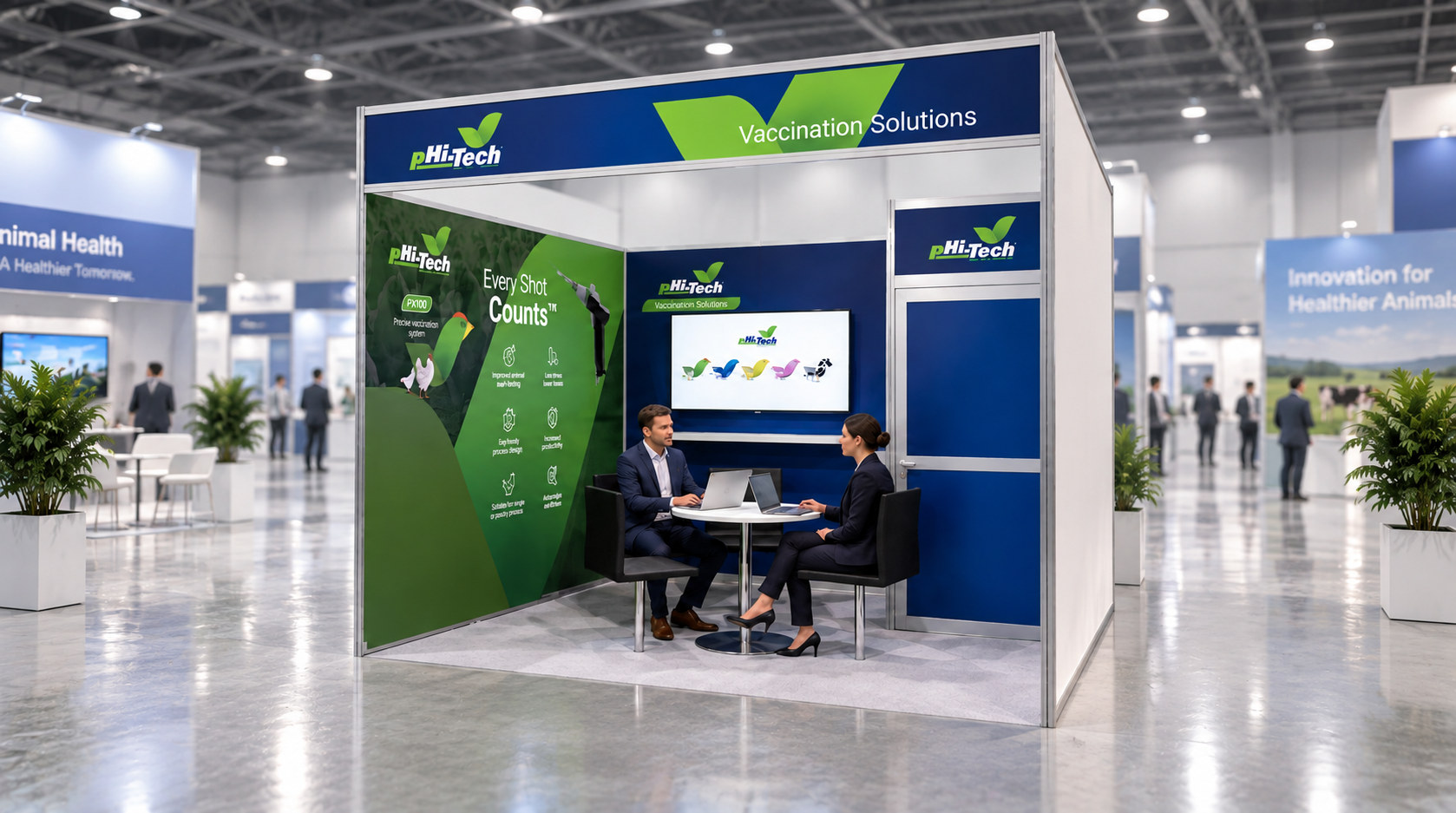 Trade show booth, pink wall