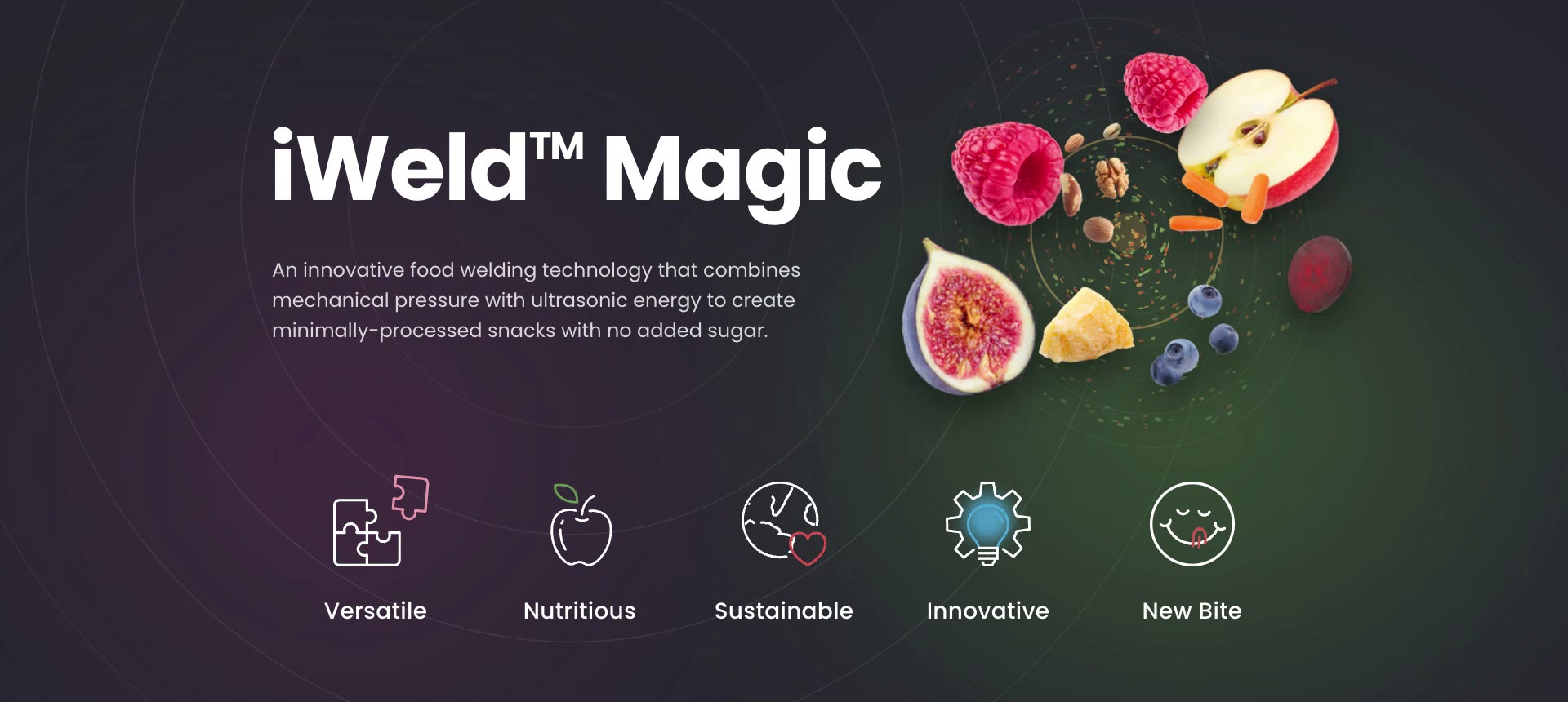 iWeld™ Magic: an innovative food welding technology. Versatile, nutritious, sustainable, innovative, a new bite.